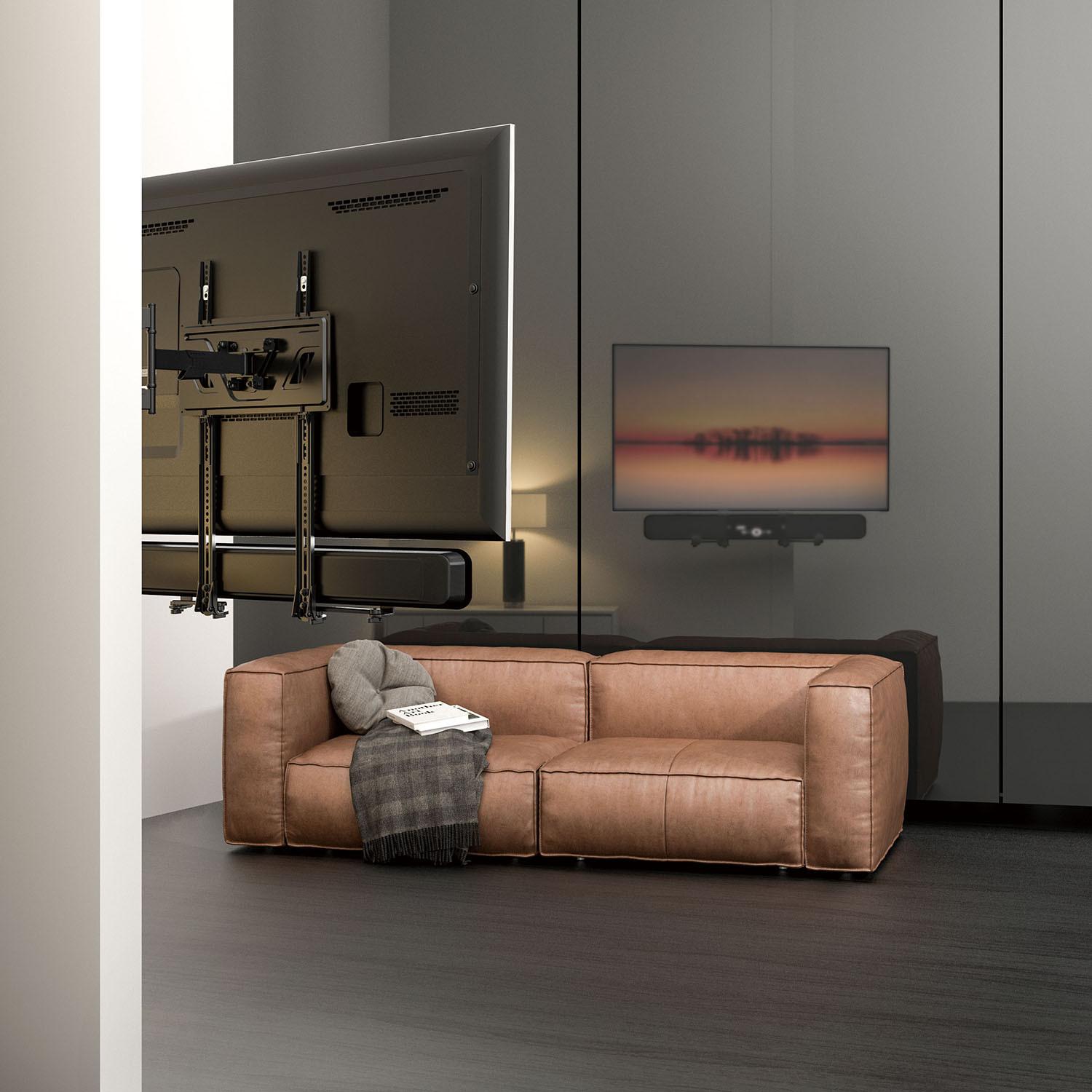 Laikiklis Maclean MC-914 Universal Soundbar Mount garsiakalbio laikiklio tvirtinimas prie televizoriaus iki 15 kg VESA, taupantis erdvę