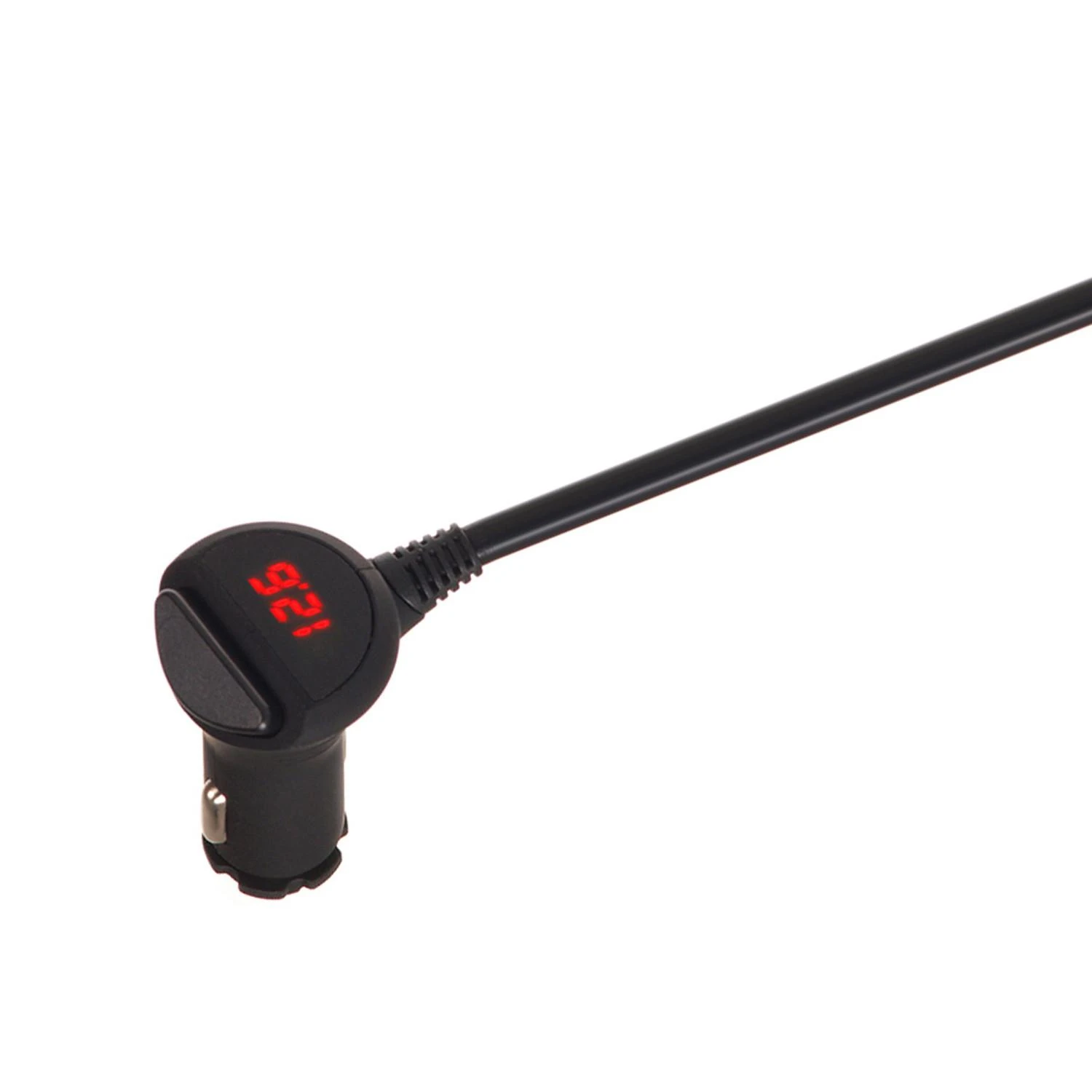 Rozdzielacz „Maclean“ automobilio cigarečių degiklio lizdo skirstytuvas, voltmetras, 3 cigarečių degiklio lizdai, 4xUSB, 4,8A, maks. 120W, juodas, gumuotas