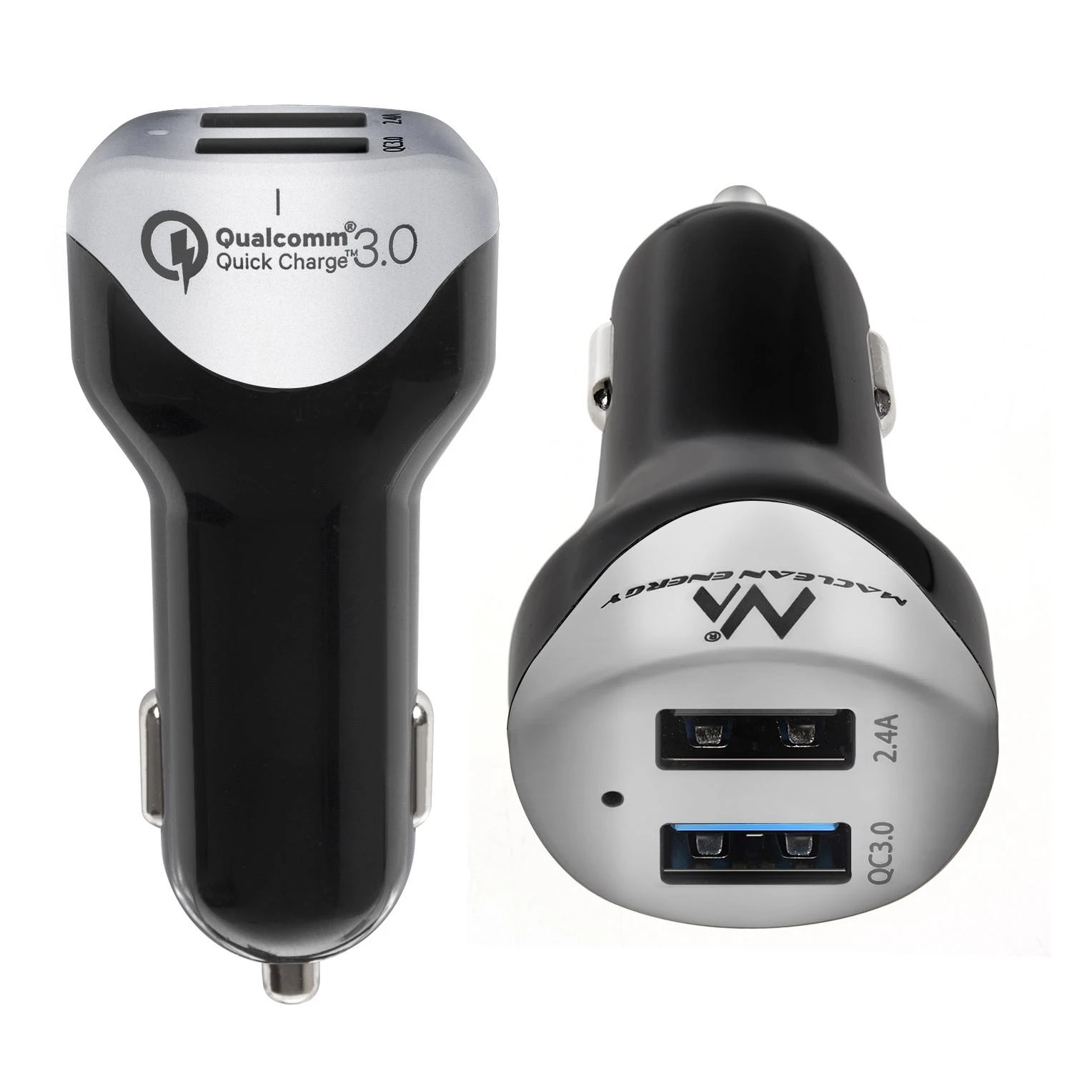MACLEAN MCE157 Maclean MCE157 Automobilinis pakrovėjas max4,8A 2xUSB Qualcomm QC QC 3.0 plus 1,5m sidabrinis