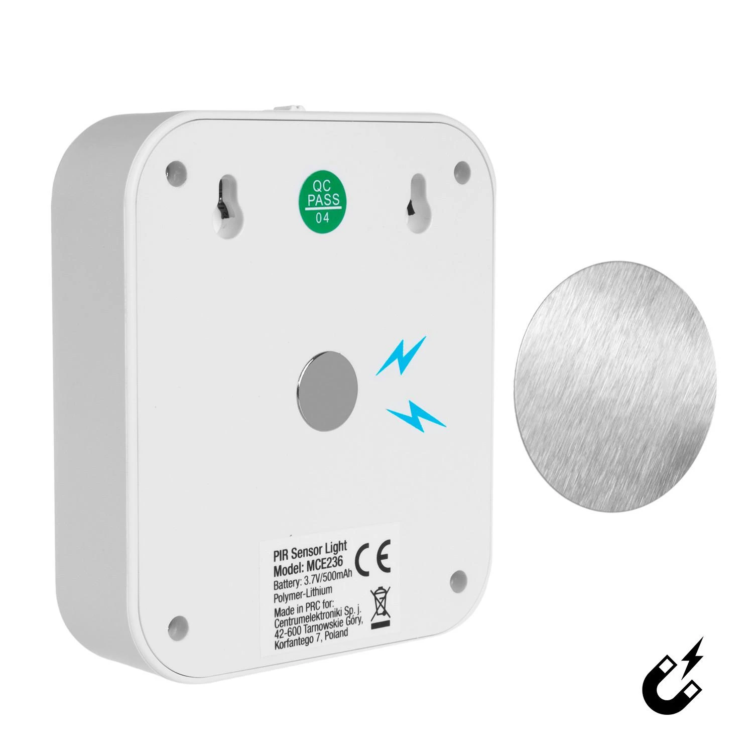 Lubinis šviestuvas MACLEAN MCE236 Maclean MCE236 LED laiptų lempa su judesio jutikliu 4000K akum 3.7V/500mAh