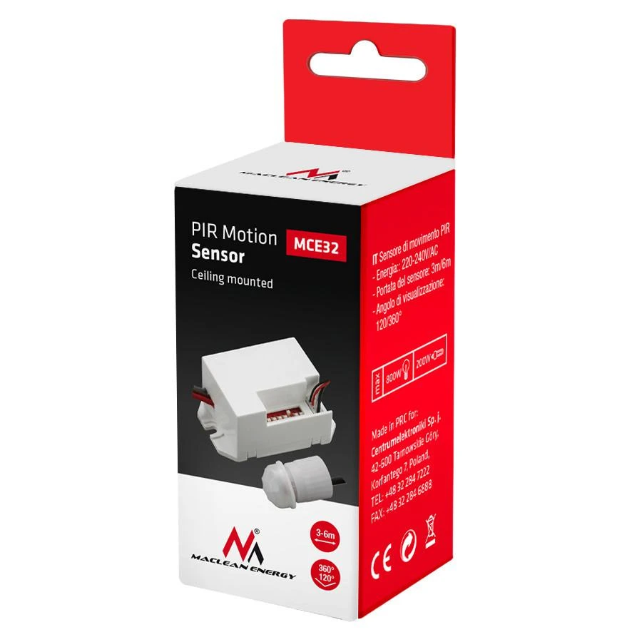 MACLEAN MCE32 Maclean MCE32 automatinis jungiklis su PIR judesio jutiklio jutiklio apsauga 800W