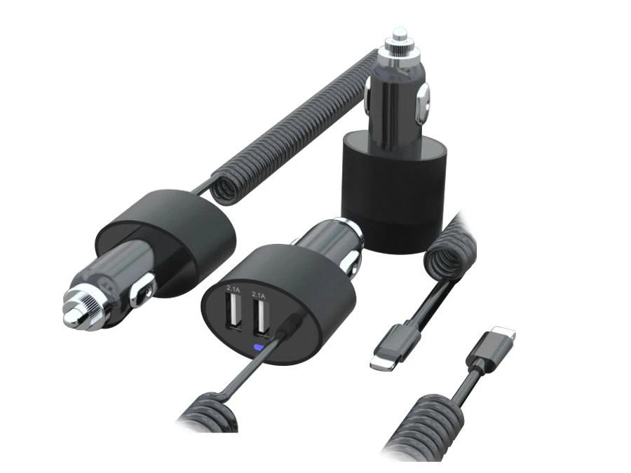 Maclean MCE76 37545 Automobilinis įkroviklis 2xUSB, 5.2A, „Lightning“ spiralė 1.8m