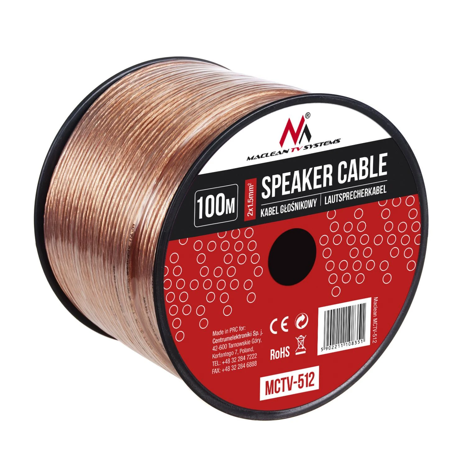 MACLEAN MCTV-512 Maclean MCTV-512 garsiakalbio laidas 100m 2*1.5mm2 / 48*0.20CCA 3,5*7,0mm