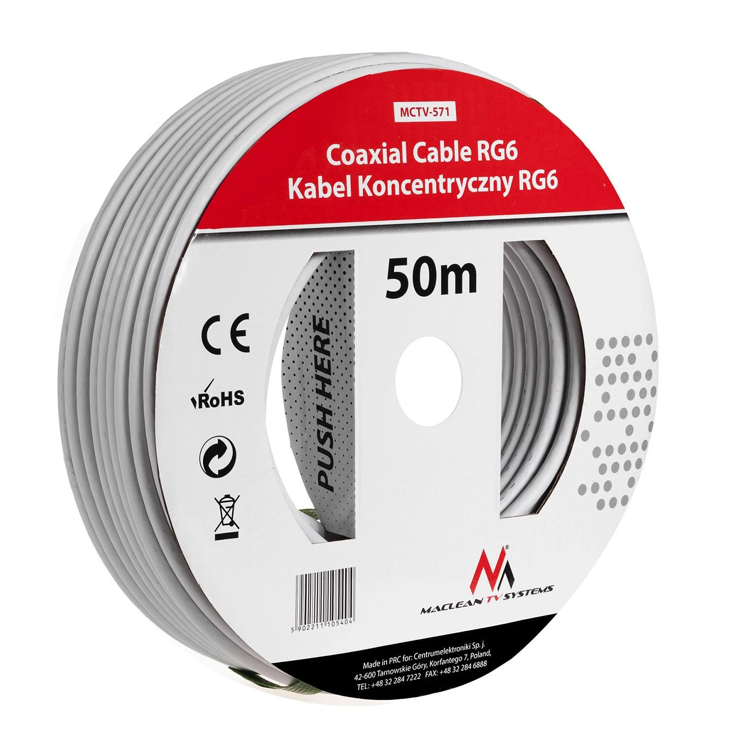 MACLEAN MCTV-571 Maclean MCTV-571 Satellite coaxial cable 1.0CCS RG6 50M