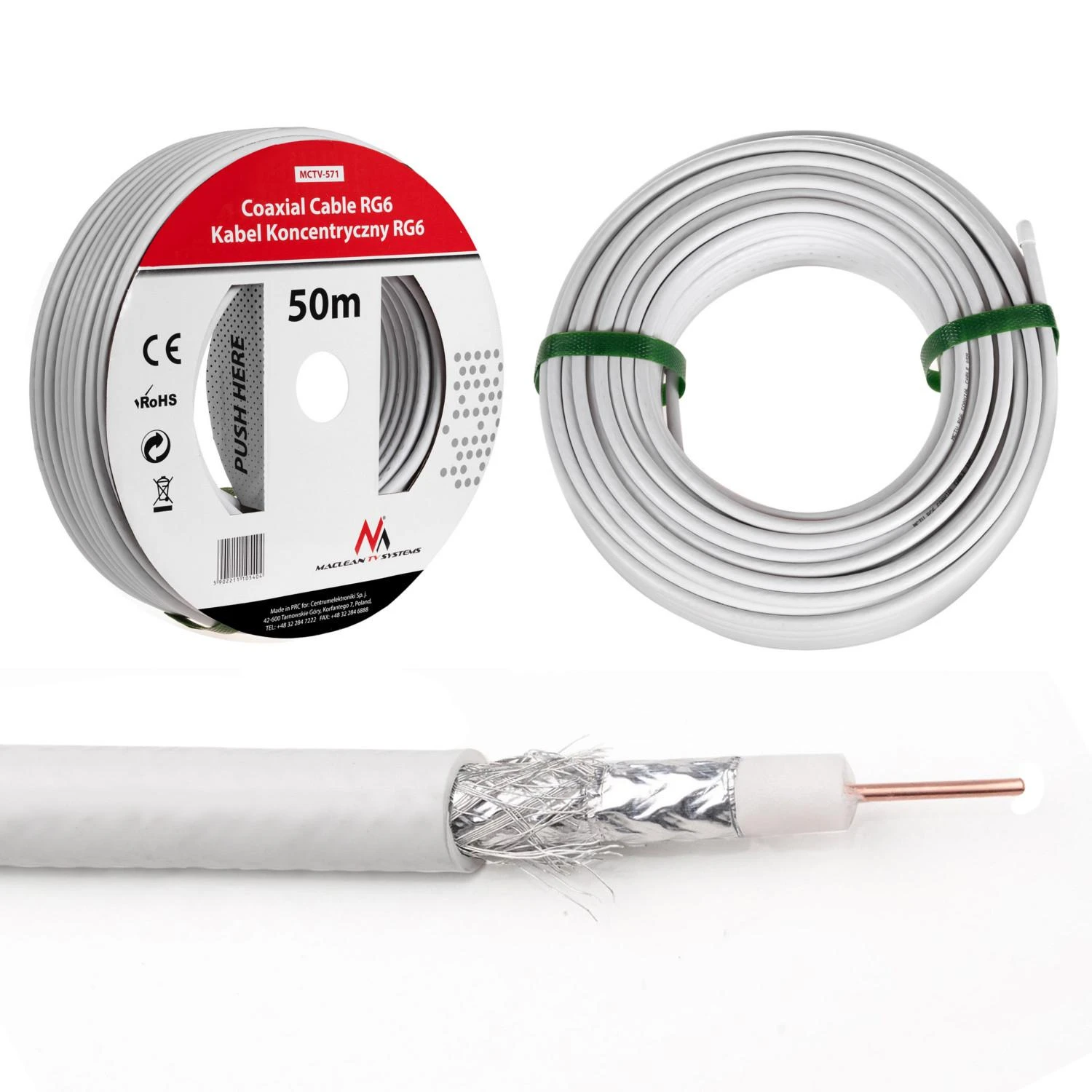 MACLEAN MCTV-571 Maclean MCTV-571 Satellite coaxial cable 1.0CCS RG6 50M