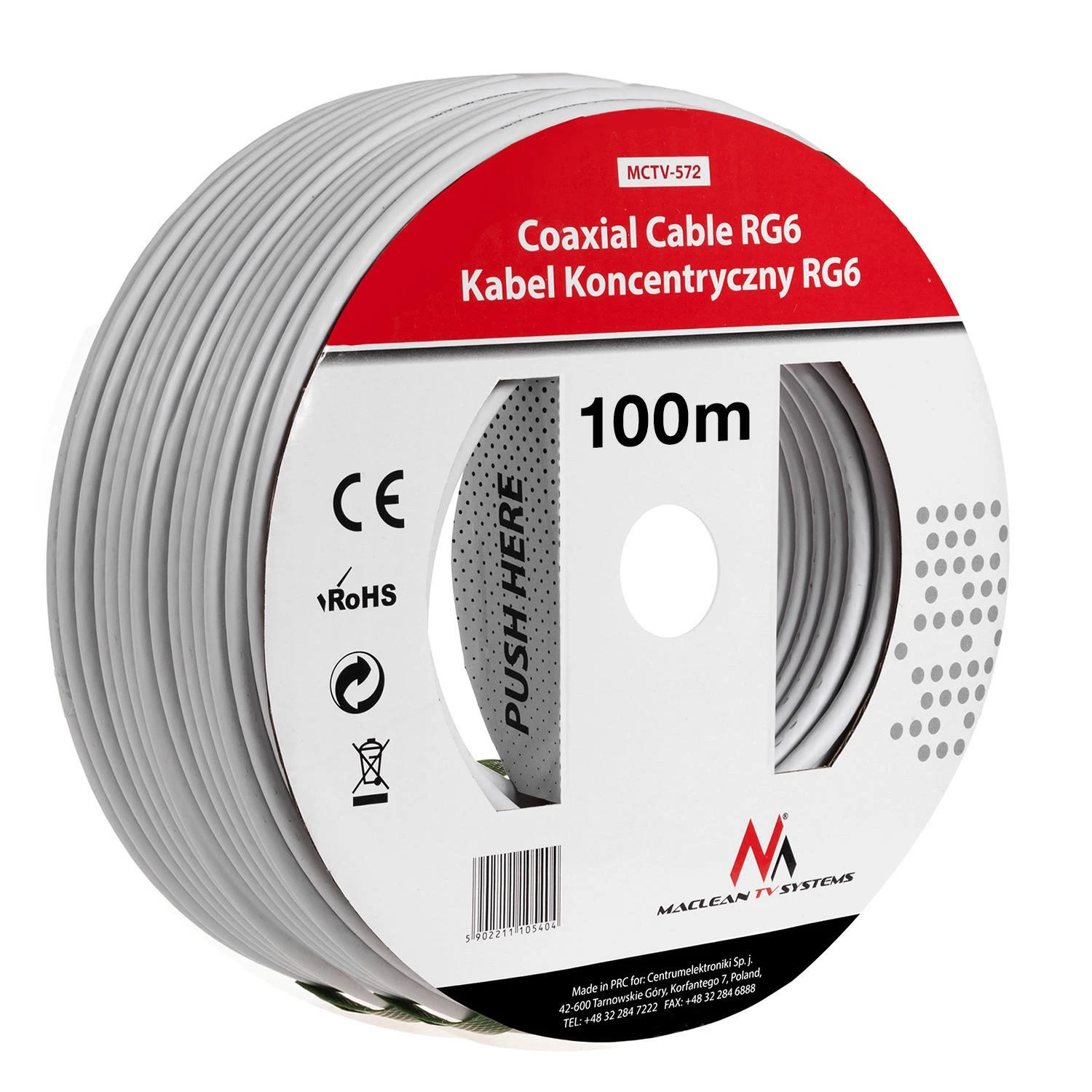 MACLEAN MCTV-572 Maclean MCTV-572 Satellite coaxial cable 1.0CCS RG6 100M