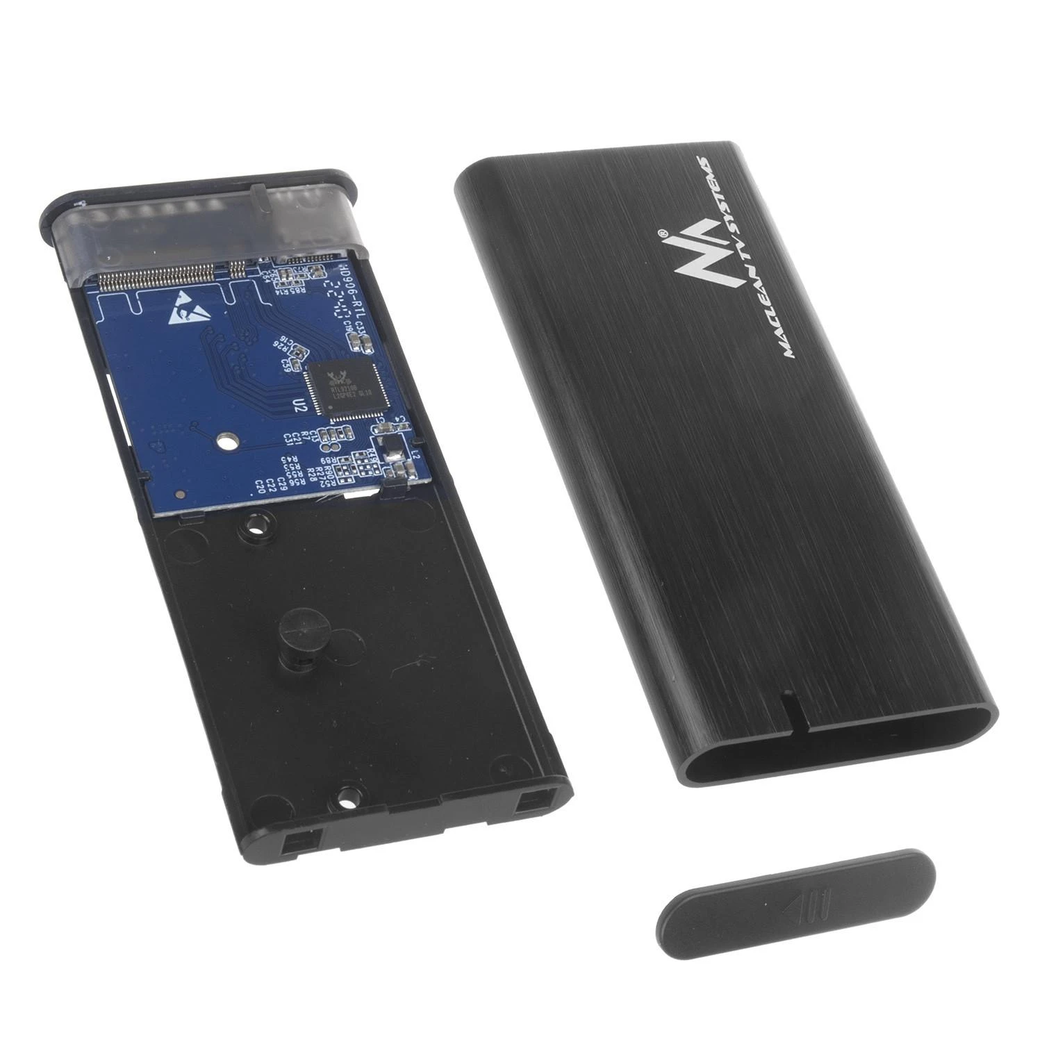 Obudowa „Maclean“ SSD korpusas, M.2, NVMe (PCIe), NGFF (SATA), USB 3.1, dydžiai 2230/2240/2260/2280, aliuminio korpusas, MCE443