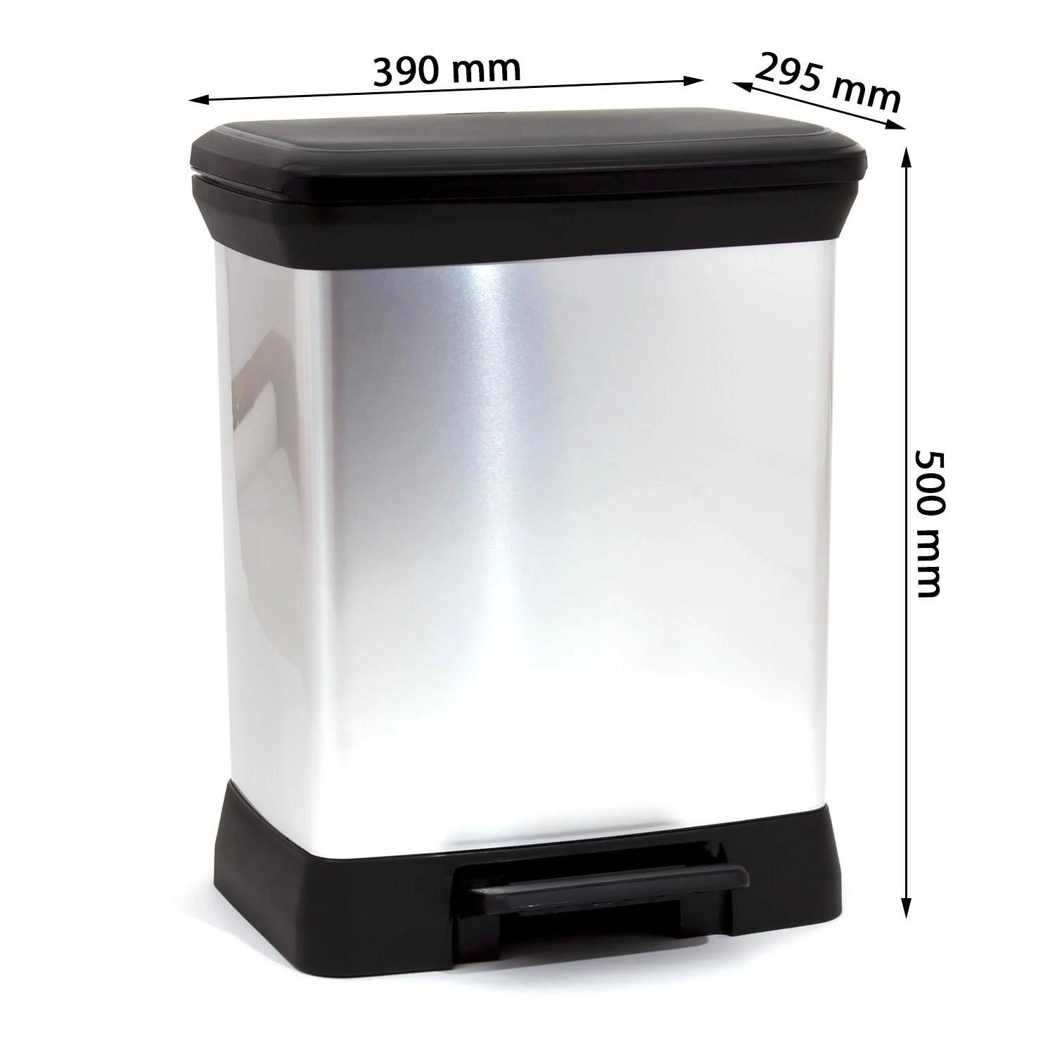 Curver Šiukšliadėžė su pedalu Deco, sidabrinė, 30l, stačiakampė