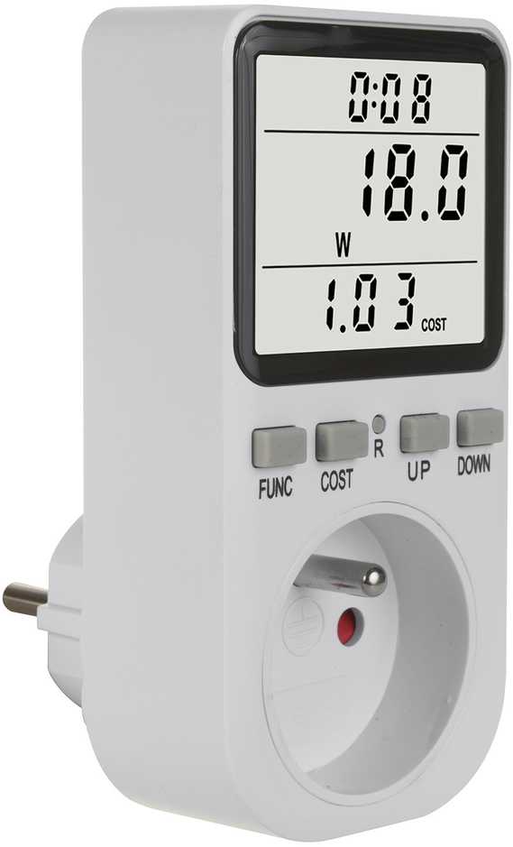 GreenBlue energijos skaitiklis, vatmetras, tipas E, 220-240V AC, 50Hz, maks. apkrova 16A, IP20, įmontuota baterija, GB364 E