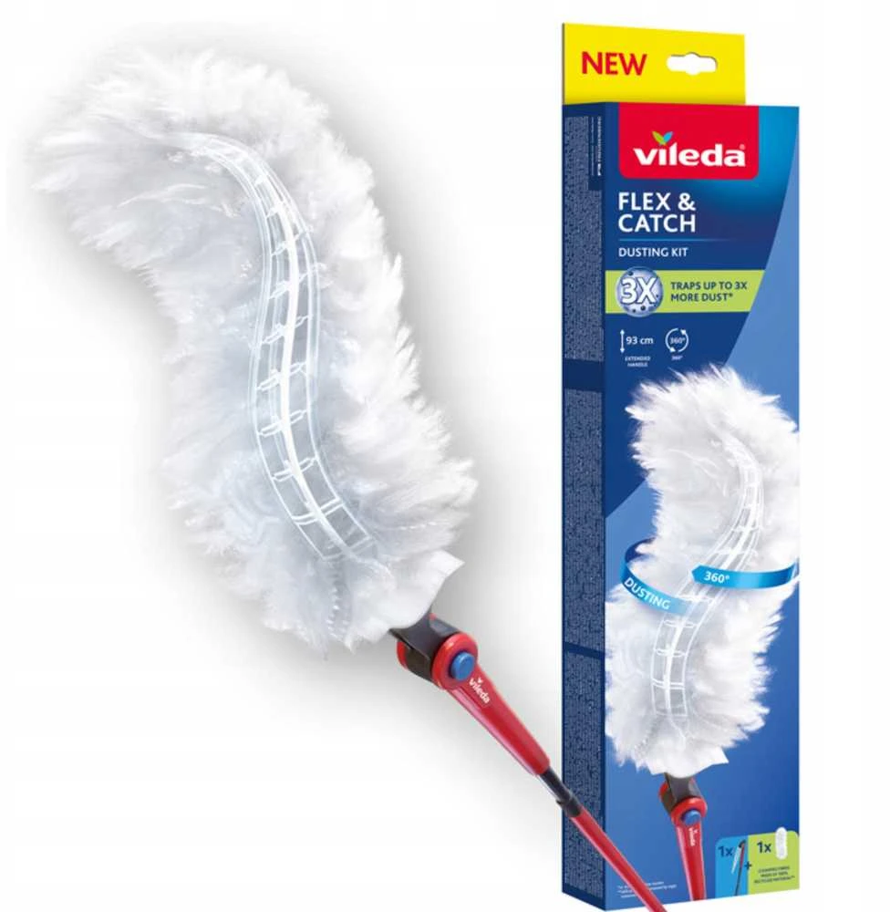 Vileda šiukšlių semtuvėlis su ilga rankena + 1 „Flex&Catch“ papildymo antgalis