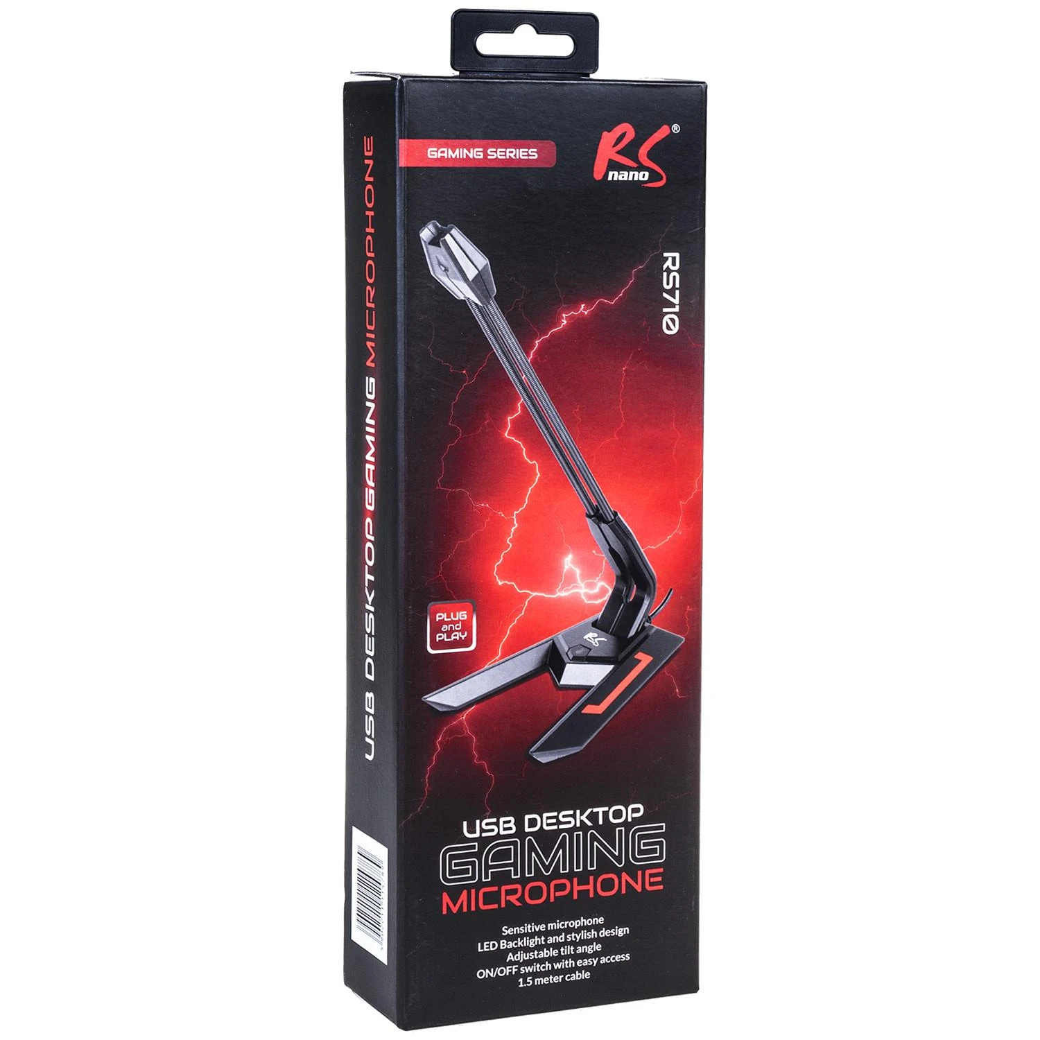 MACLEAN RS710 NanoRS RS710 USB LED žaidimų mikrofonas „YouTube“ srautinis 1,5 m jautrumas 21 dB+3 dB