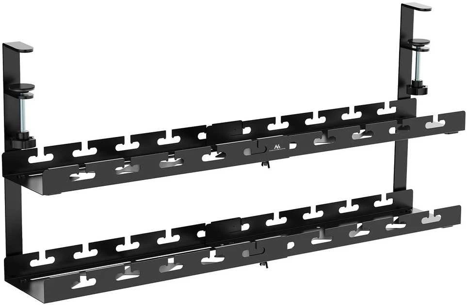 Organizer „Maclean“ po stalu dedamas laidų organizatorius, maks. apkrova 5kg, maks. ilgis 728 mm, 2 lygiai, juodas, MC-102 B