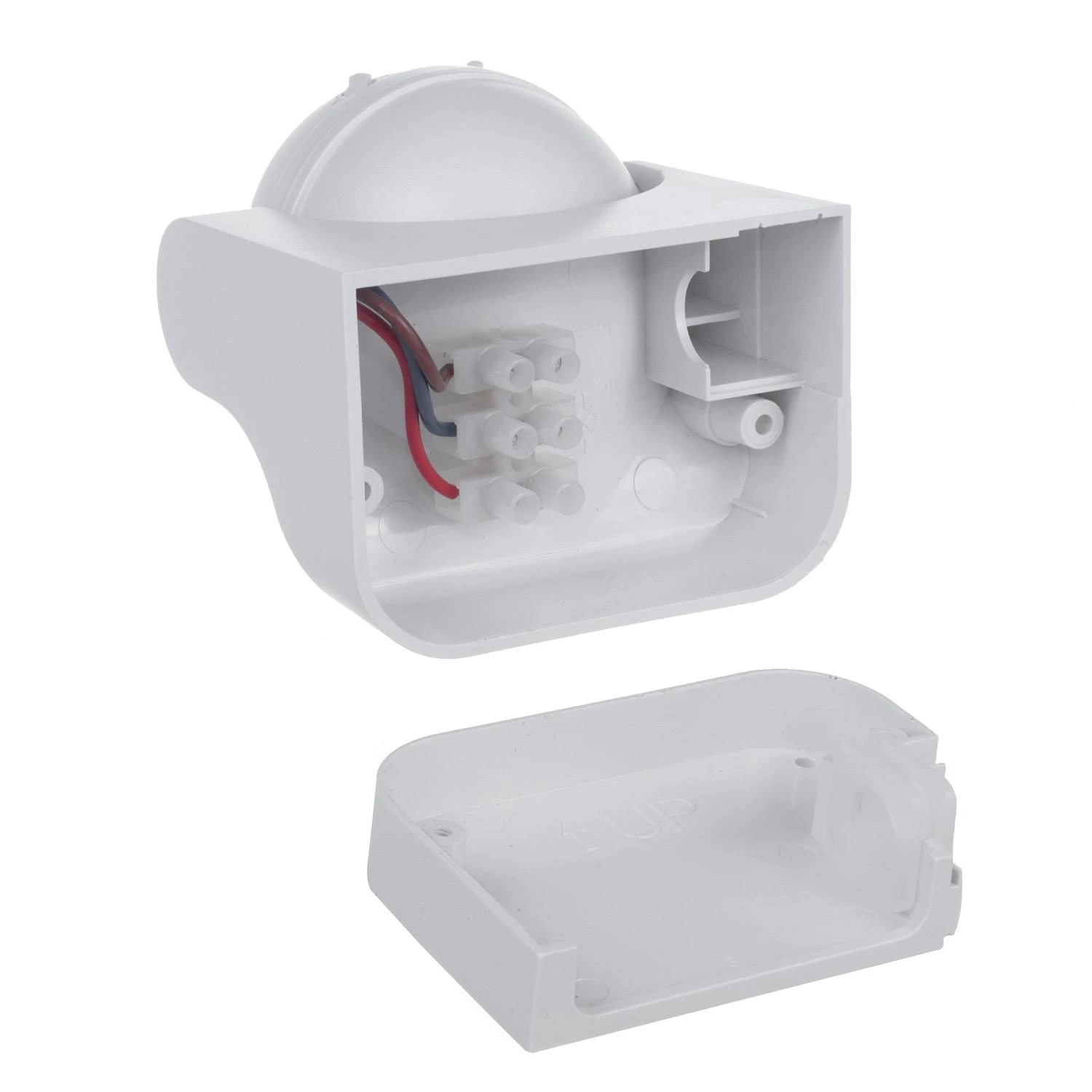 Czujnik „Maclean“ PIR judesio jutiklis, infraraudonųjų spindulių, IP44, baltas, veikimo nuotolis 12 m, maksimali apkrova 800/1200 W, MCE358 W