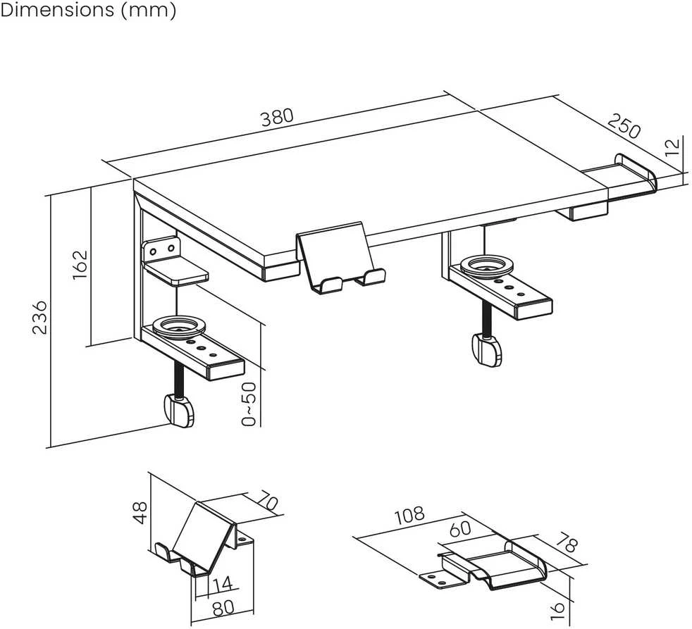 Ergo Office laptop / monitorius stand, max. load 20kg, for diag. 13-32", juodas, ER-303 B