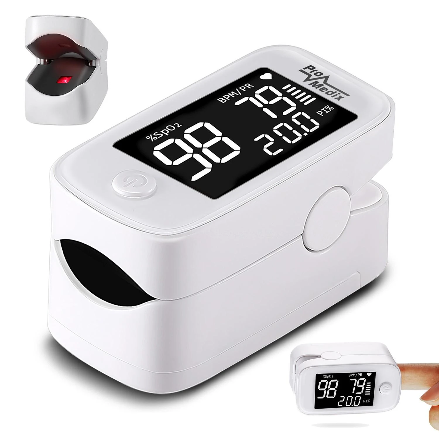Promedix PR-870 medicininis pirštų galiukų pulsoksimetras su 1,5 colio HD LED ekranu