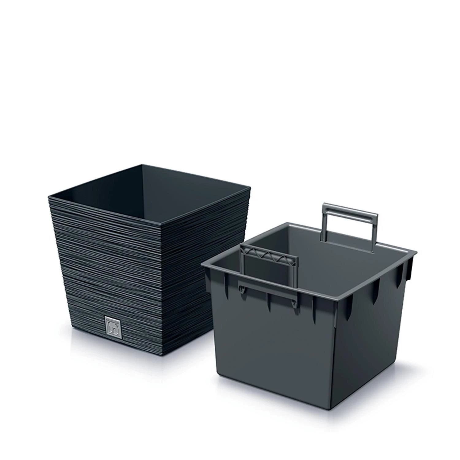 Prosperplast Vazonas FURU SQUARE LOW su įdėklu 10/7,5 L 240x240x235 mm antracito sp. Prosperp