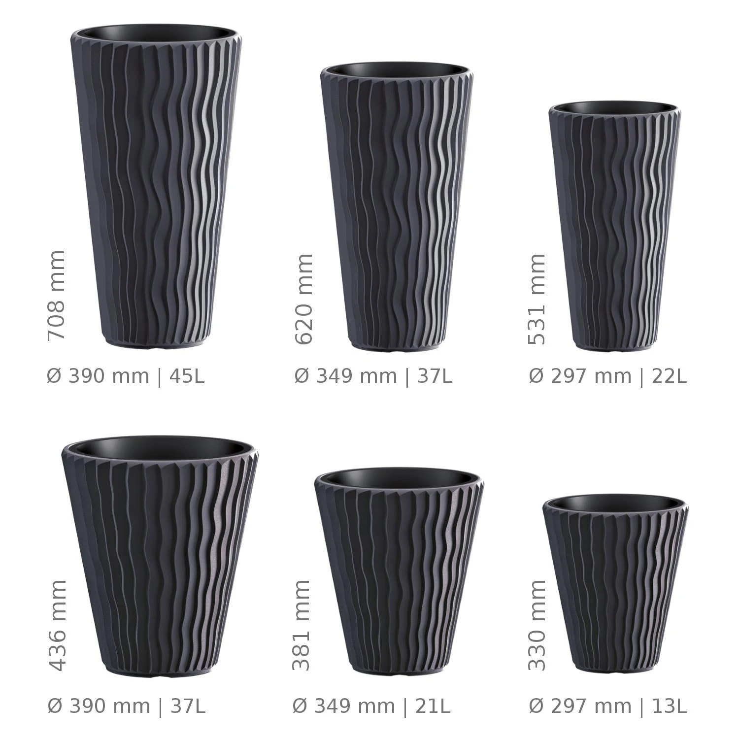Plastikinis vazonas Prosperplast Sandy Slim, Ø39 cm