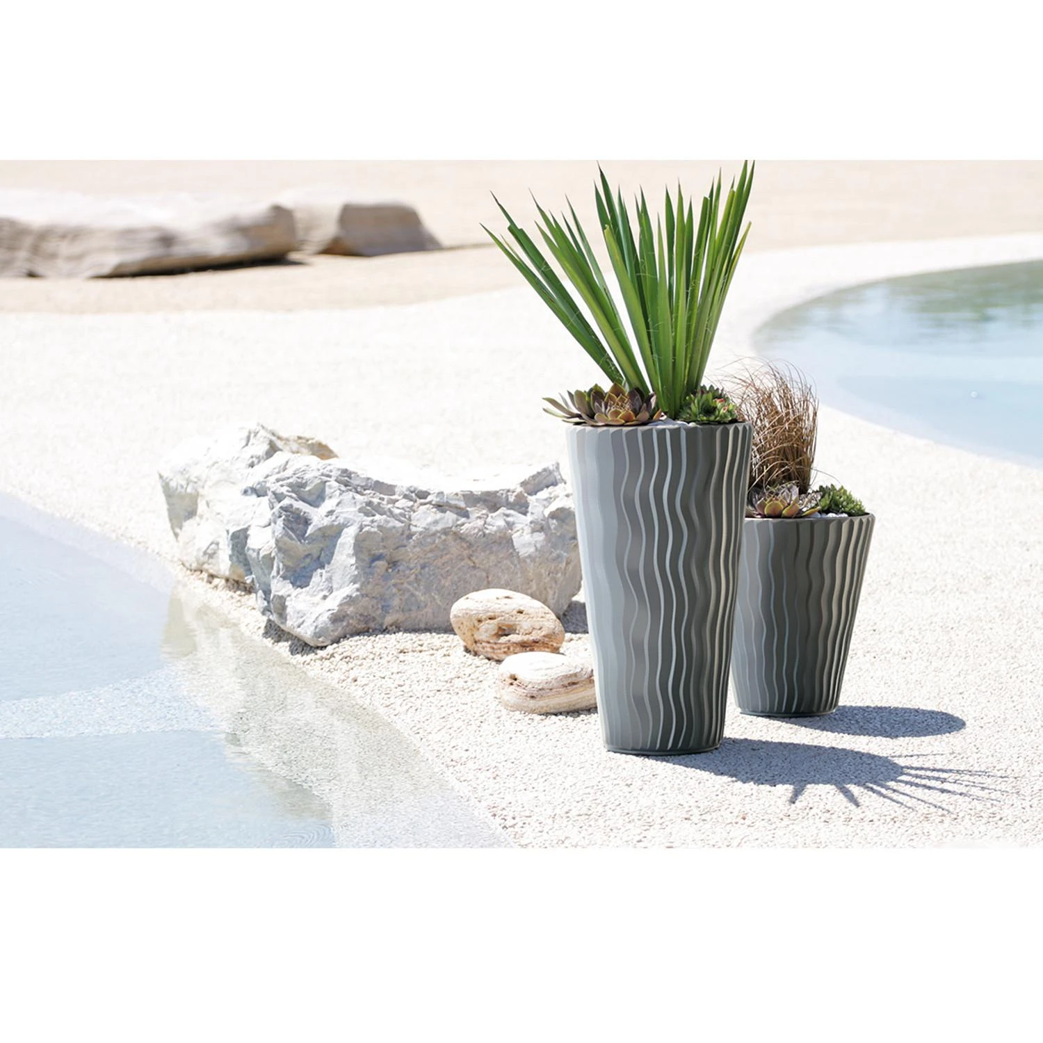 Plastikinis vazonas Prosperplast Sandy Slim, Ø39 cm