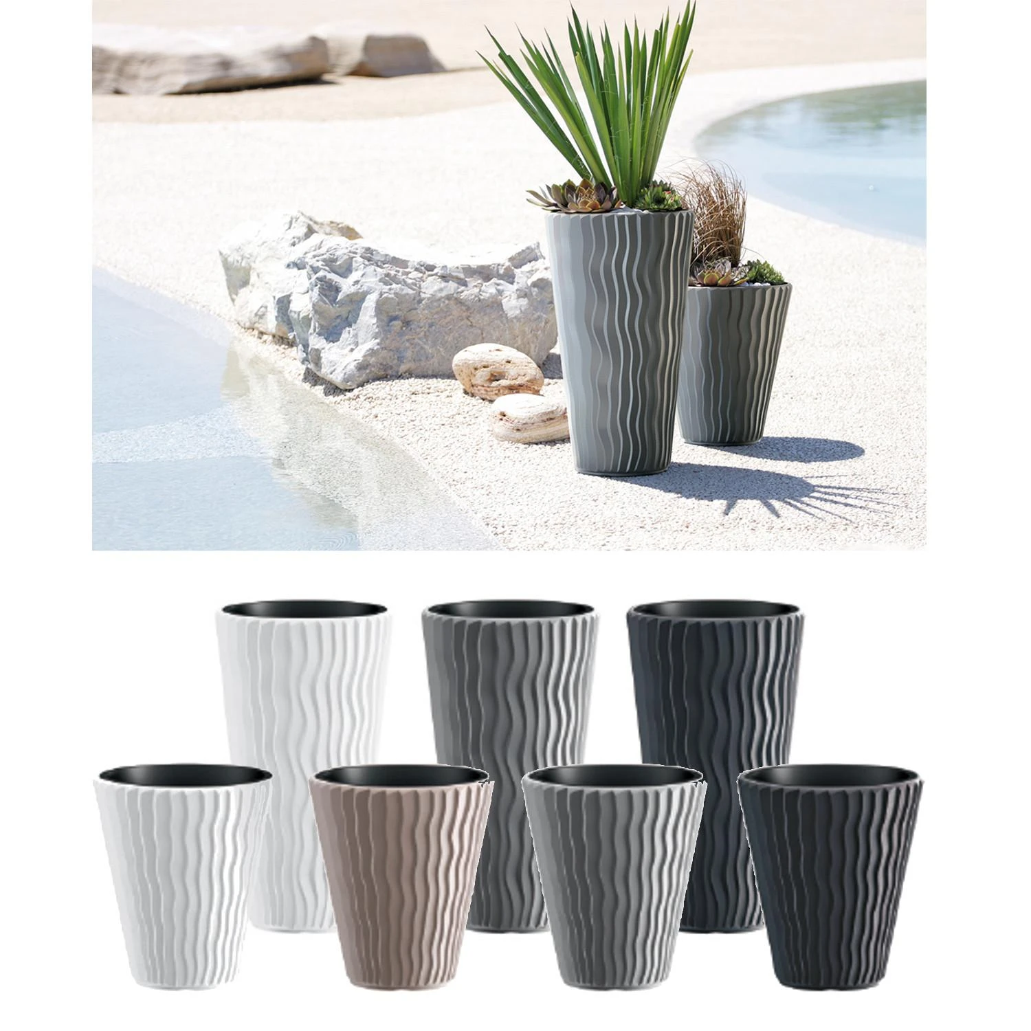 Plastikinis vazonas Prosperplast Sandy Slim, Ø39 cm