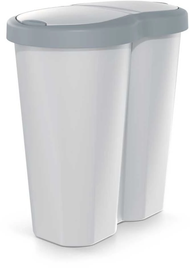 Prosperplast Krepšys „Compacta R Duo“ šiukšliadėžė, pilka/peleninė, talpa 40 l, vienas skyrius, du dangčiai, NDRF40-429U_427C