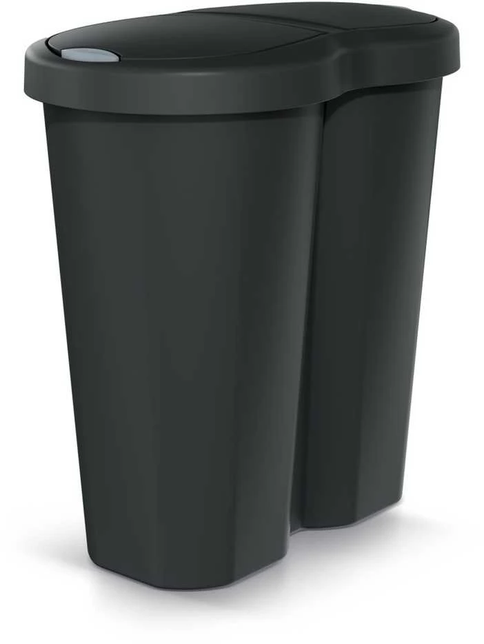 Prosperplast Krepšys „Compacta R Duo“ šiukšliadėžė, juoda, rūšiavimui, talpa 40 l, vienas skyrius, du dangčiai, NDRF40-S411
