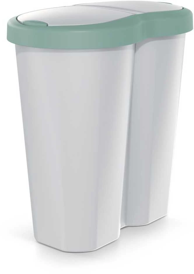 Prosperplast Krepšys „Compacta R Duo“ šiukšliadėžė, žalia/peleninė, talpa 40 l, vienas skyrius, du dangčiai, NDRF40-5575C_427C