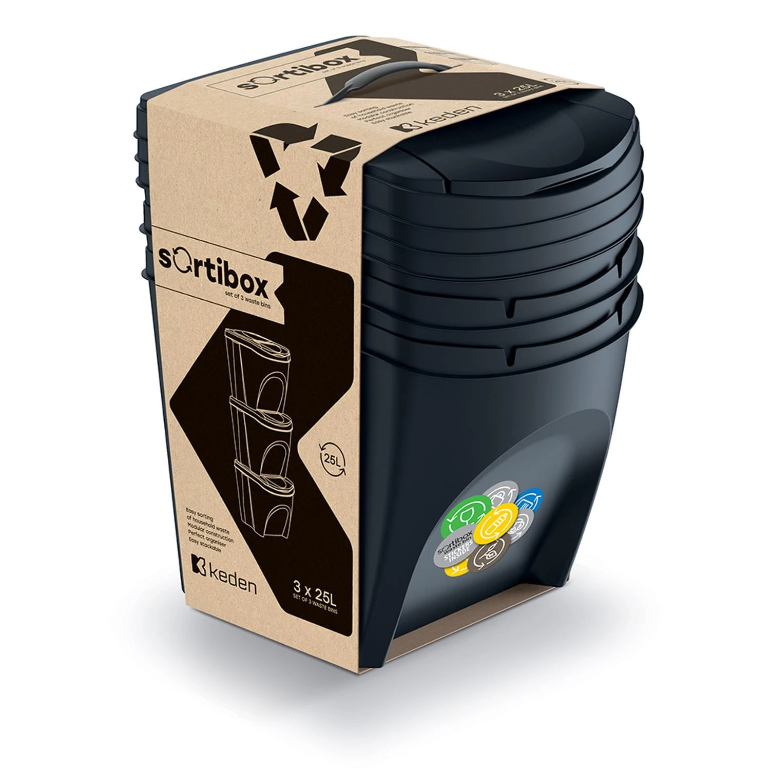 Prosperplast „Sortibox SET3“ atliekų rūšiavimo dėžės
