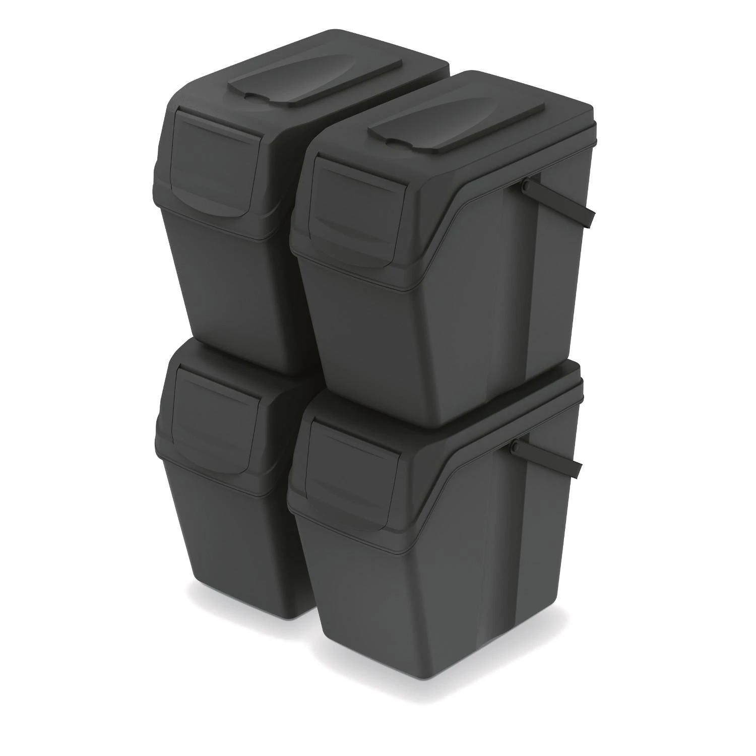 Prosperplast Juodos spalvos rūšiavimo konteinerių rinkinys SORTIBOX 4x25L