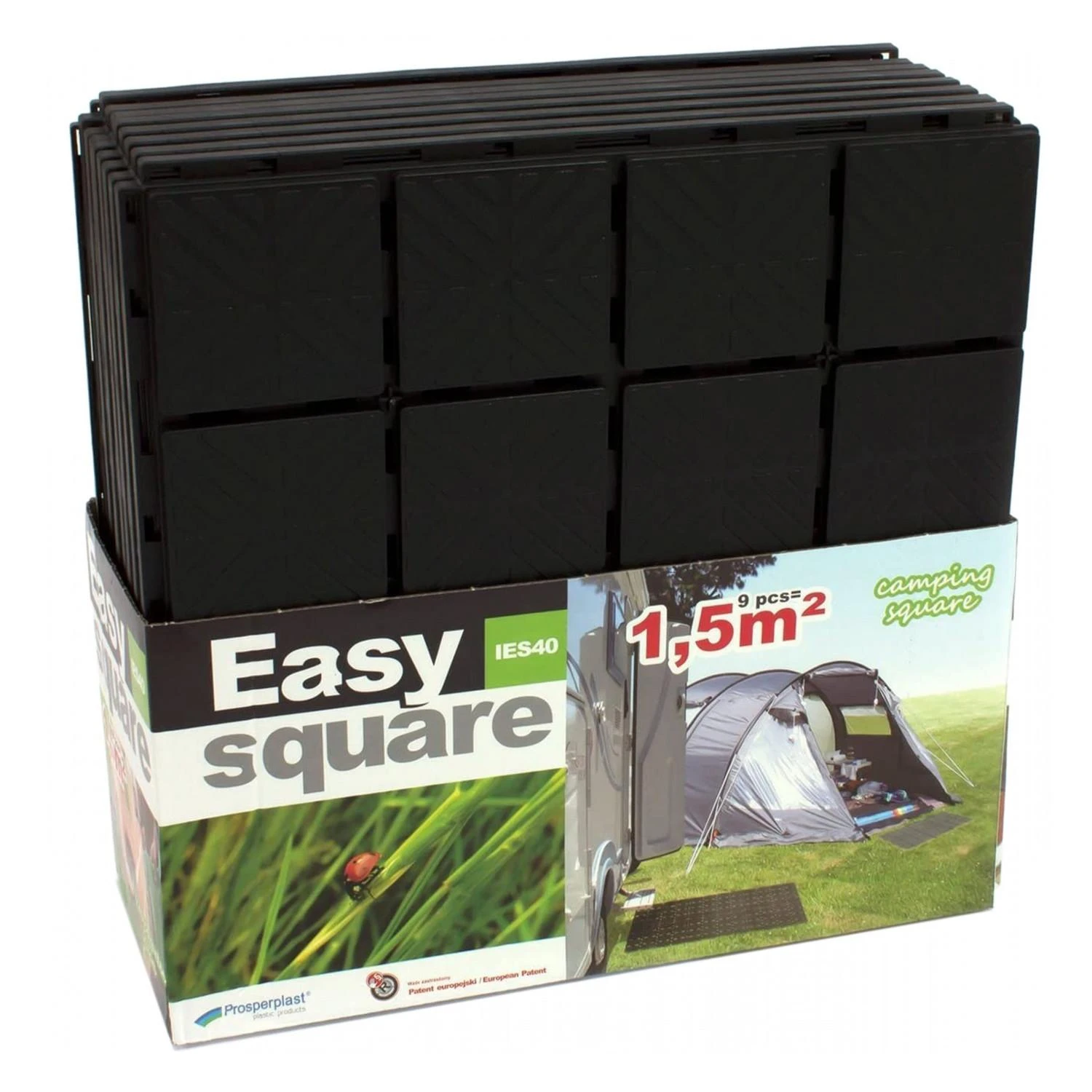 PROSPERPLAST VEJOS KORIO PLOKŠTĖ EASY SQUARE – JUODA 9 vnt. 1,5m2