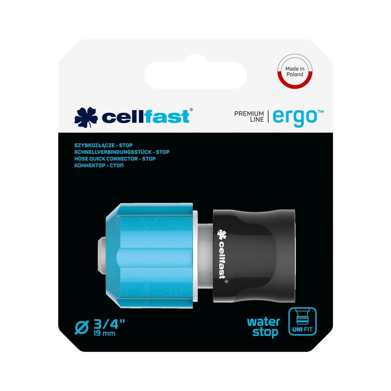 CELLFAST SZYBKOZŁĄCZE WĘŻA OGRODOWEGO 1/2" Z FUNKCJĄ STOP ERGO