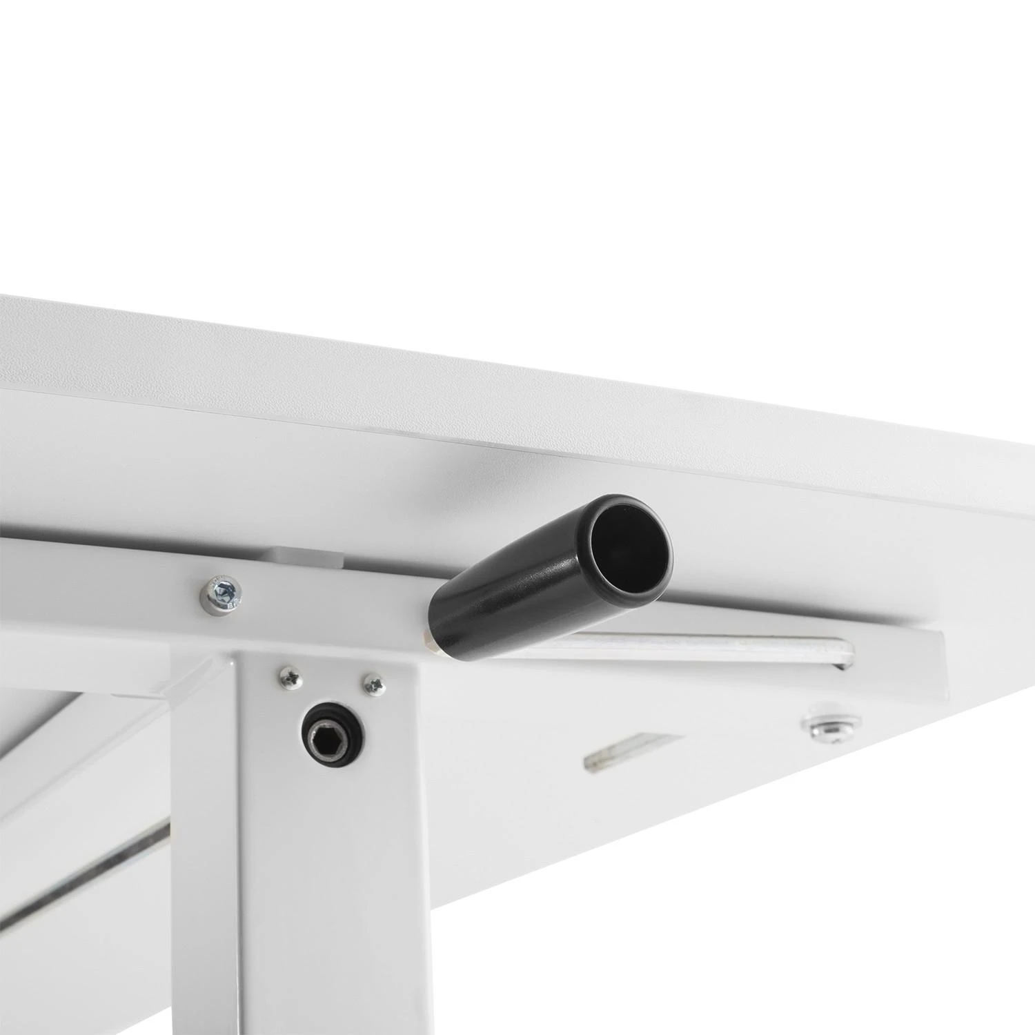 Ergo Office ER-401 Sėdimas stalas 140x60cm Rankiniu būdu reguliuojamo aukščio Biuro stalas max 117cm Ergonomiškas stalas, apkraunamas iki 40kg baltas