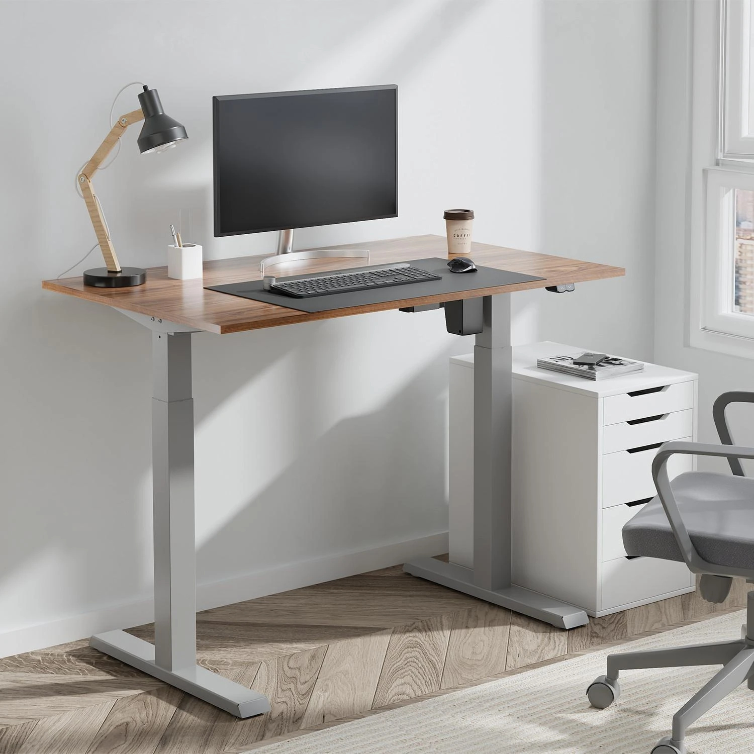 Ergo Office ER-403G stalo rėmas, reguliuojamas elektra, pilkos spalvos