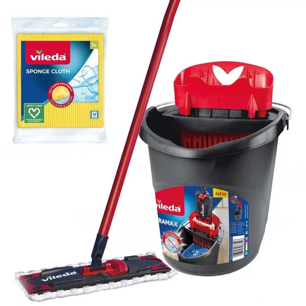 Vileda Ultramax Box su šluota, šluoste ir kibiru + šluostės 3 vnt.
