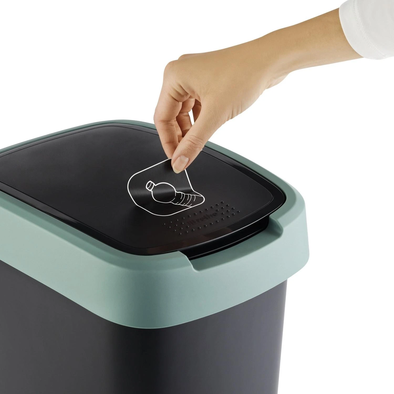 Šiukšliadėžė Rotho Twist, juoda/tamsiai žalia, 10 l
