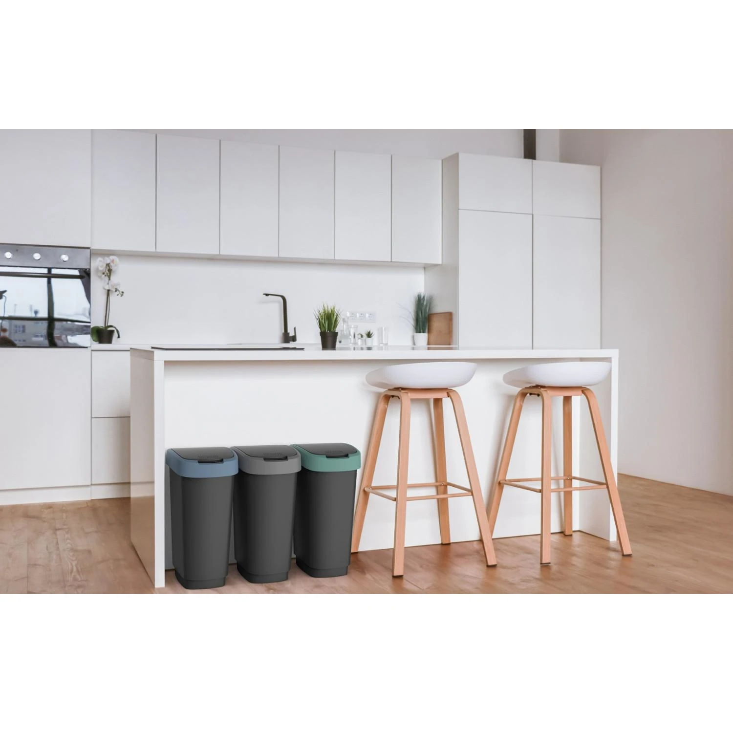 Šiukšliadėžė Rotho Twist, juoda/tamsiai žalia, 10 l