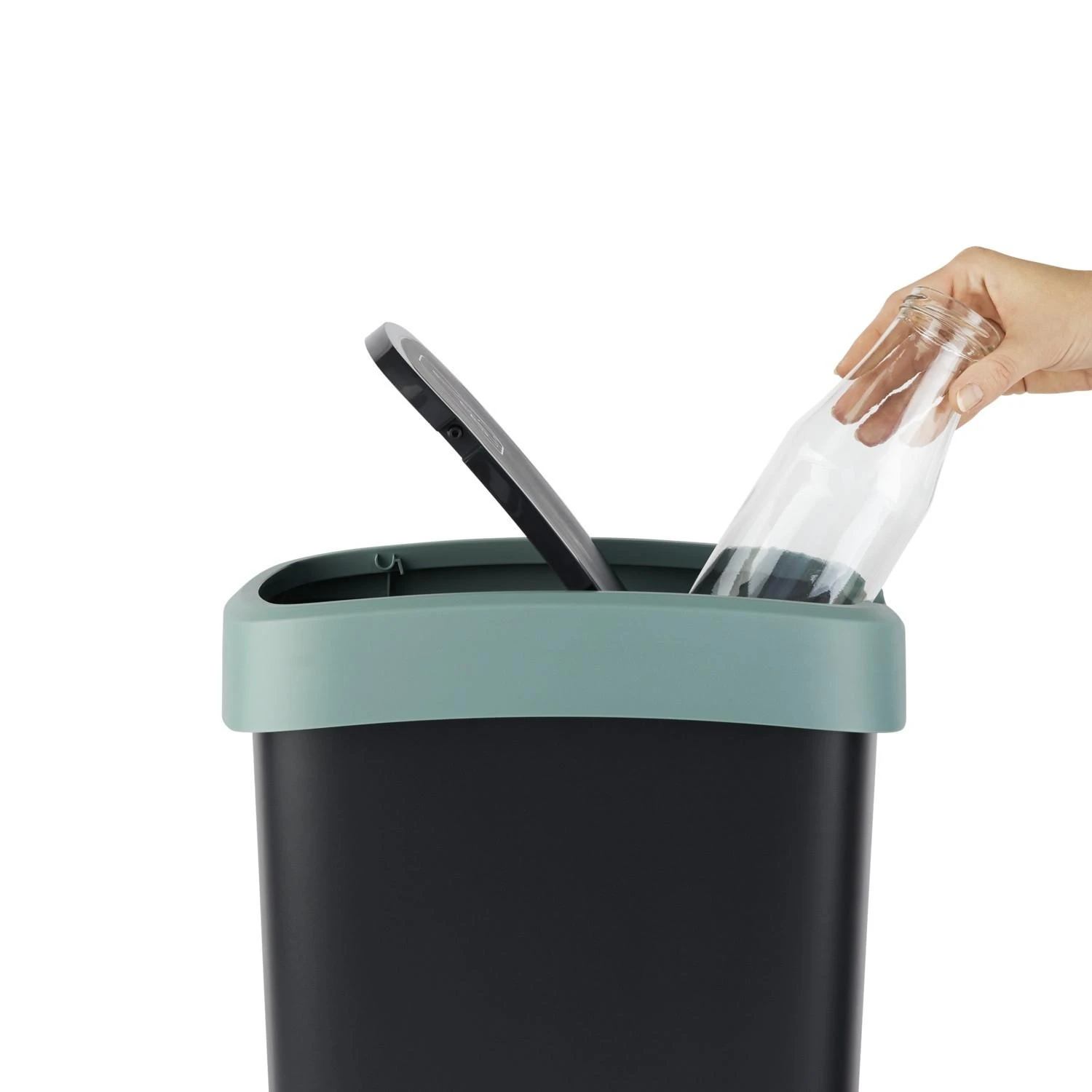 Šiukšliadėžė Rotho Twist, juoda/tamsiai žalia, 25 l