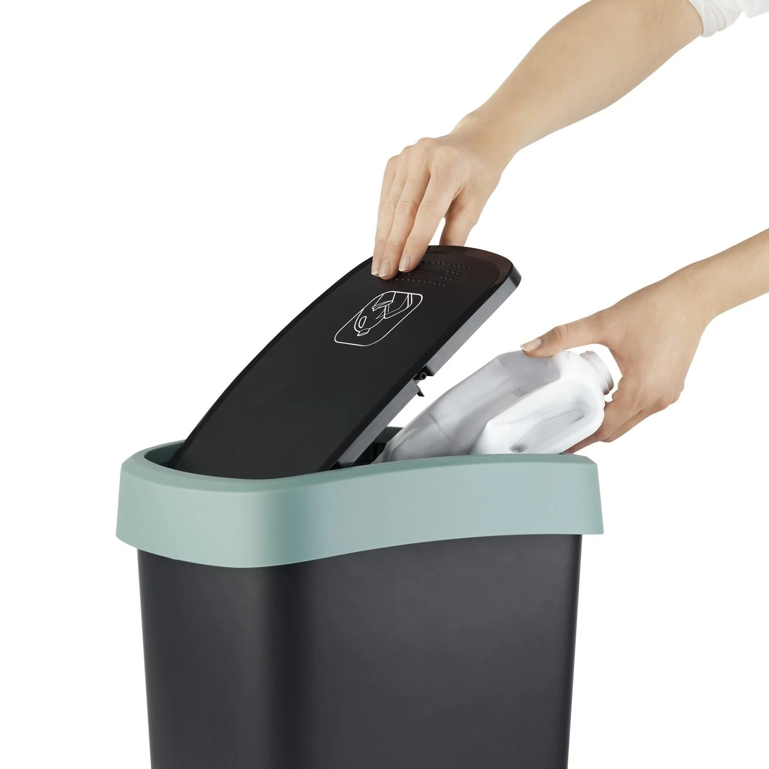 Šiukšliadėžė Rotho Twist, juoda/tamsiai žalia, 25 l