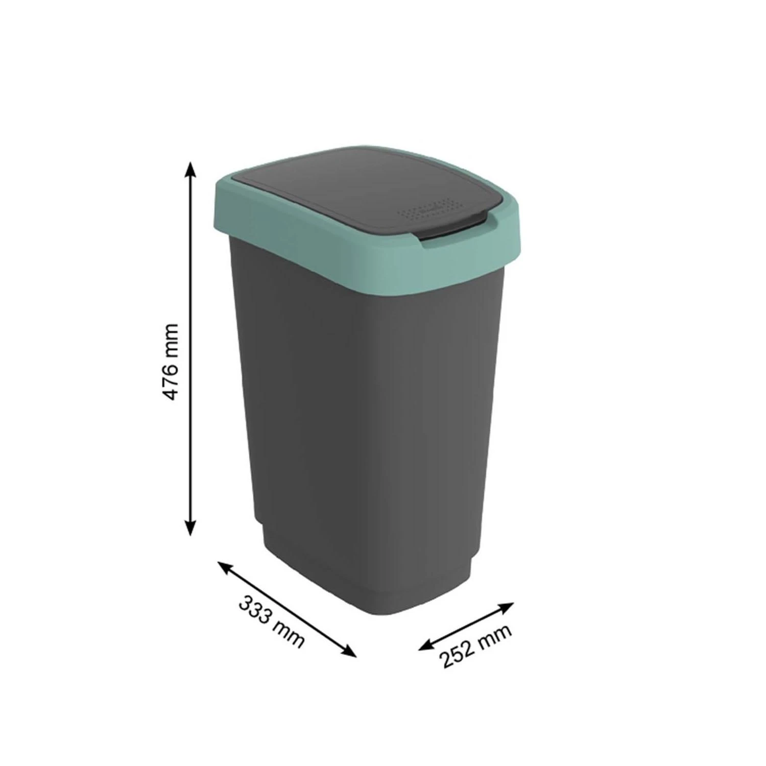 Šiukšliadėžė Rotho Twist, juoda/tamsiai žalia, 25 l