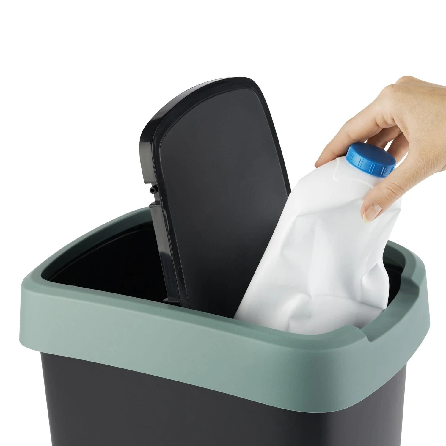 Šiukšliadėžė Rotho Twist, juoda/tamsiai žalia, 50 l