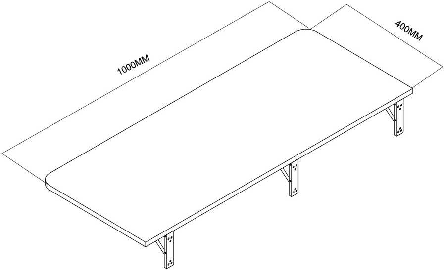 Składana „Maclean“ sulankstoma lentyna/stalviršis, juoda, 100 x 40 cm, maks. 50 kg, MC-128 B