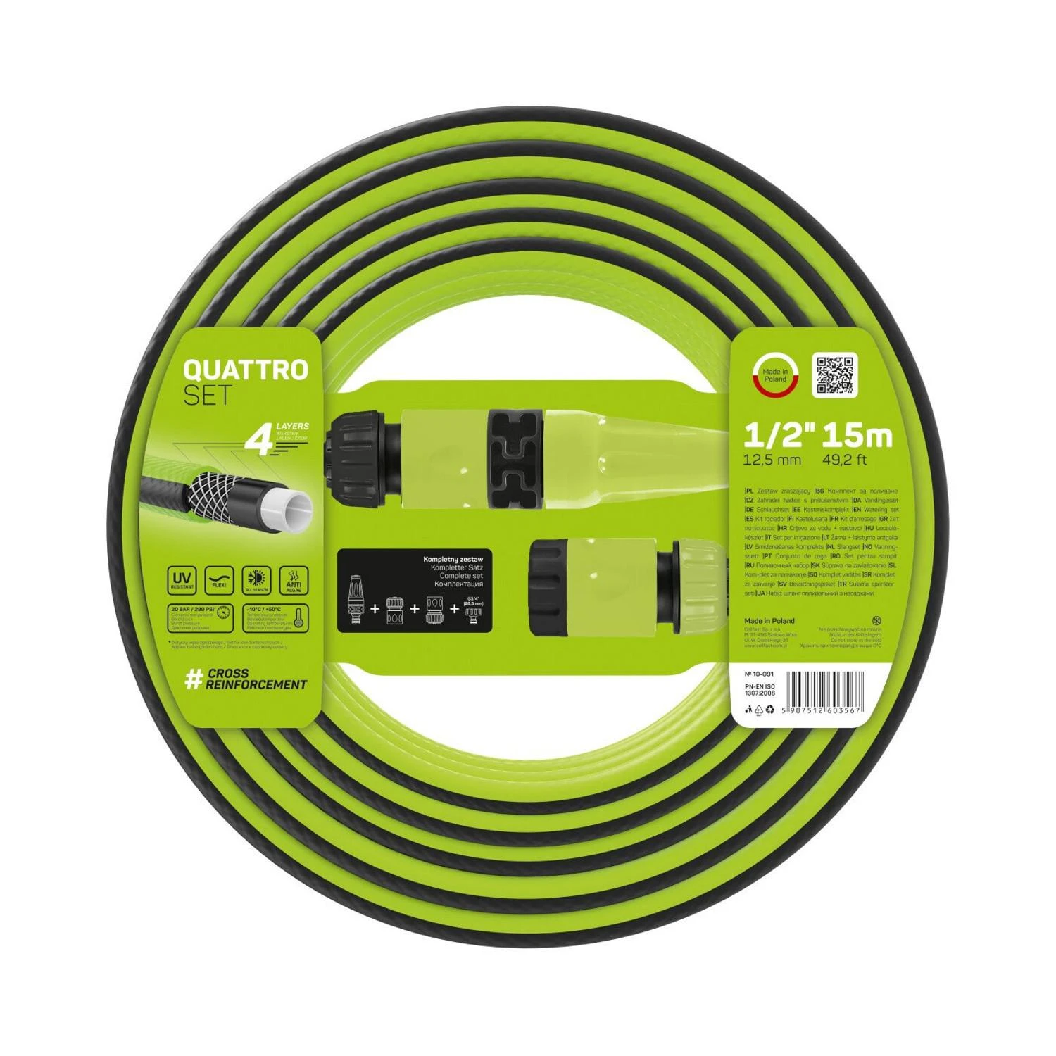 Rinkinys 15 m 1/2 colio „Cellfast Quattro“ sodo rinkinys
