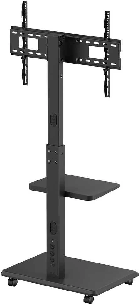 Laikiklis Stand Televizoriaus stovas / vežimėlis „Ergo-Office“, maks. apkrova 50 kg / 5kg lentyna, maks. VESA 600x400, įmontuotas maitinimo lizdas, juodas, ER-304 B