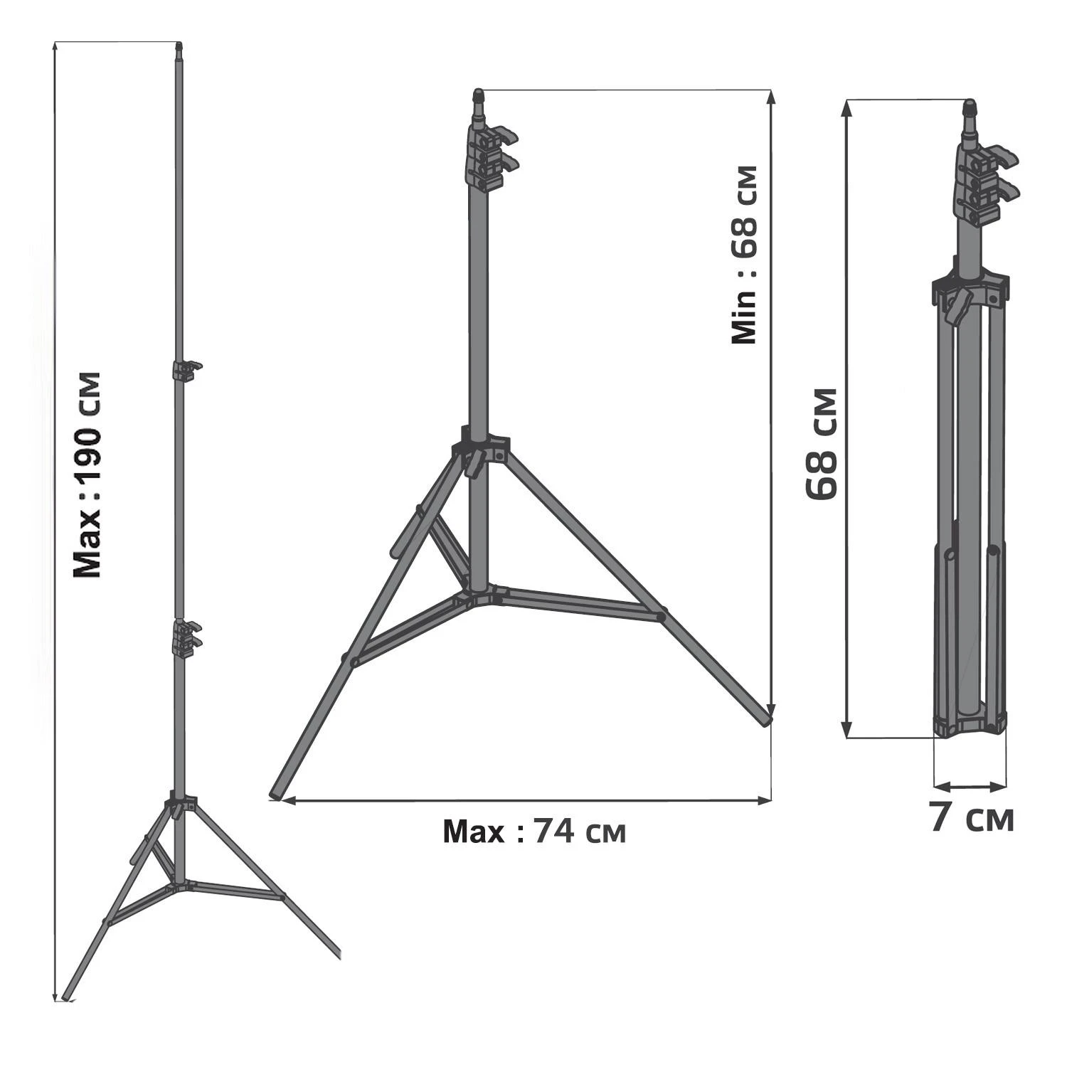 Statyw, „Maclean“ stovas 12 colių LED žiediniam žibintui, maks. aukštis 200 cm, maks. apkrova 3kg, MC-163