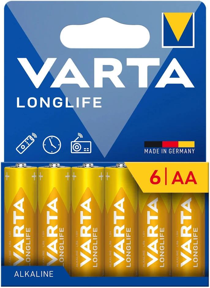 VARTA Longlife AA tipo baterijos, 6 vnt. pakuotėje