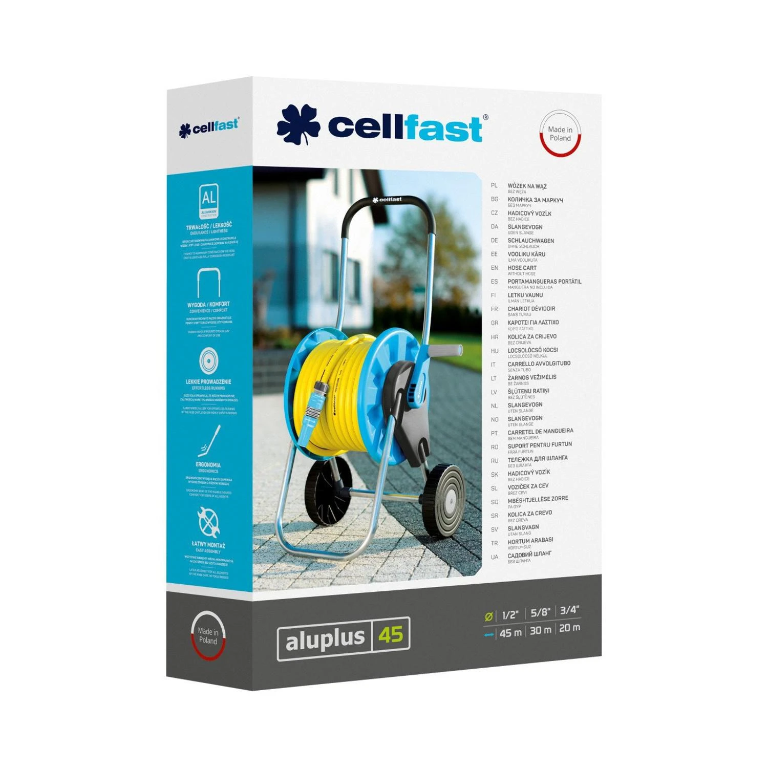 Cellfast laistymo žarnos vežimėlis ALUPLUS 45m 1/2"