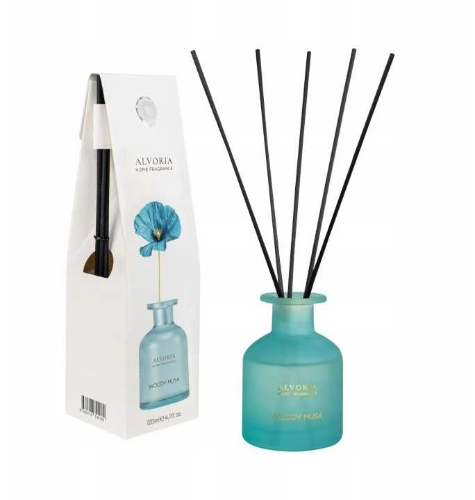 ALVORIA namų kvapas su lazdelėmis Woody Musk aromatas 120 ml.