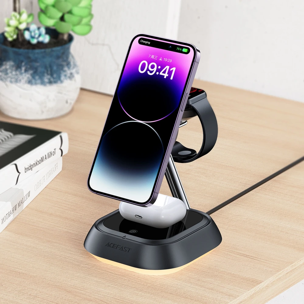 Įkroviklis belaidis Acefast E16 3-in-1 15W juodas