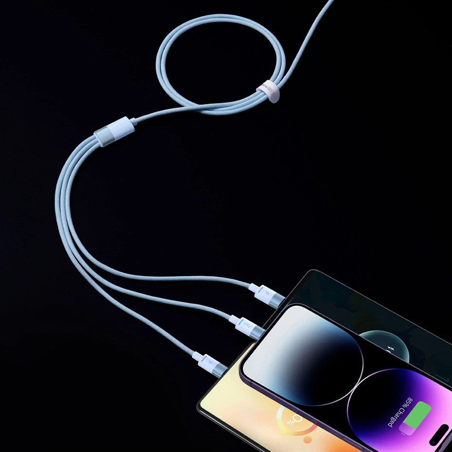 3in1 USB laidas Baseus StarSpeed Series, USB-C + Micro + Lightning 3.5A, 1.2m (juodas)