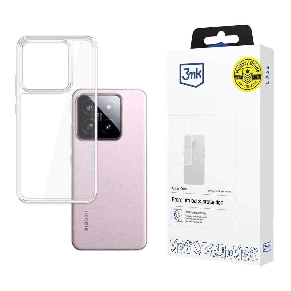 Xiaomi 14 3MK dėklas Armor Case skaidrus