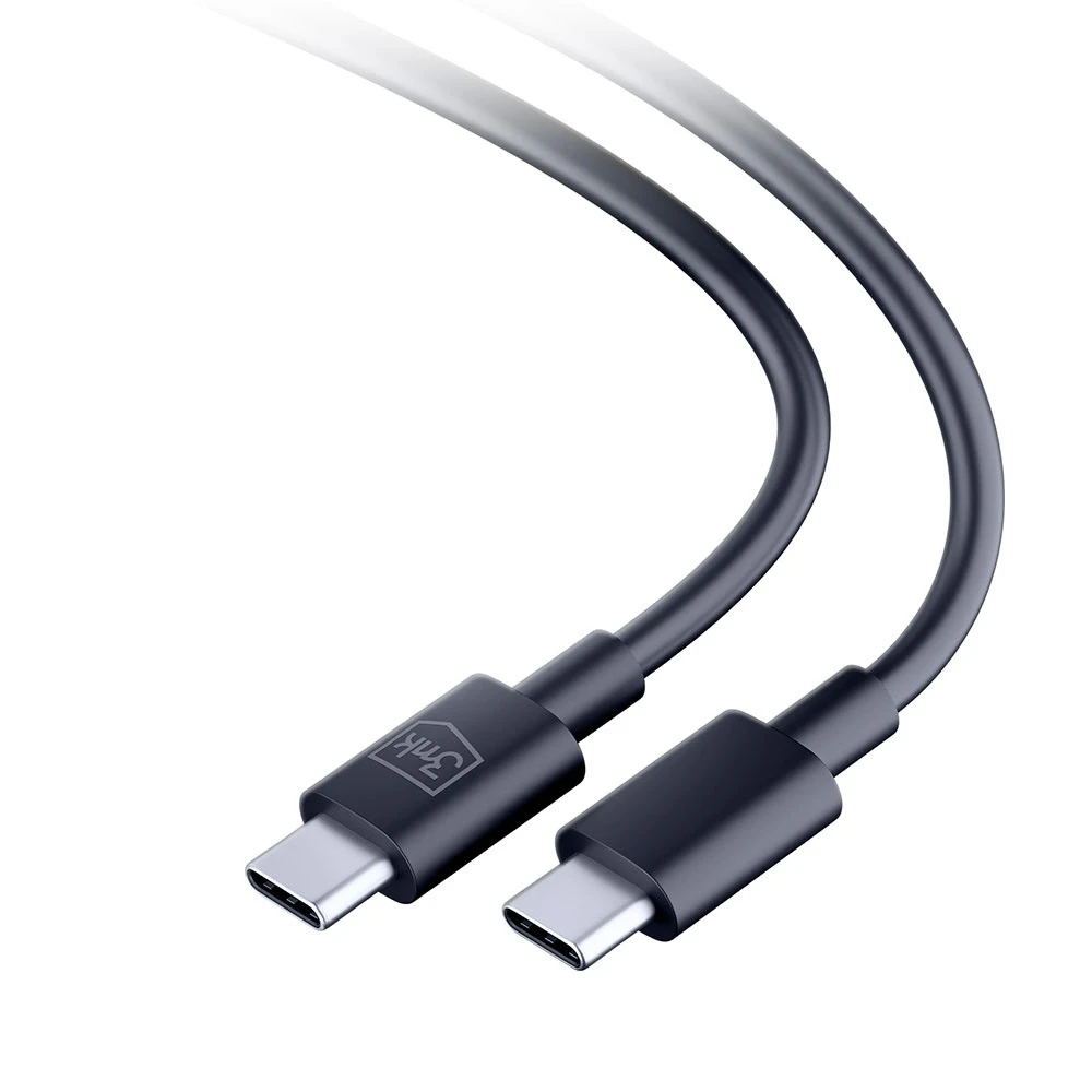 3MK Hyper Kabelis USB-C - USB-C 100W 1.2m juodos spalvos Kabelis